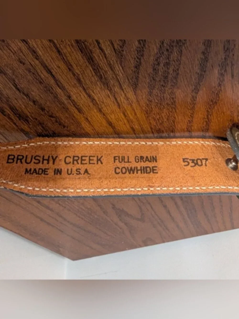 Brushy Creek Vintage green Leather curved Belt  36.5